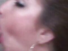 Amateur Pretty Eyed MILF blows a Little Dick And gets A Cumshot