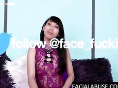 Dumb Asian does her first rough porn