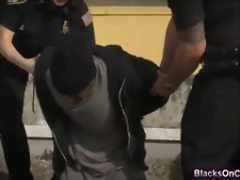 Black dude is forced to fuck horny female cops and satisfy their creamy pussies